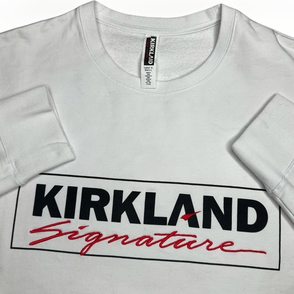 Kirkland Signature Crewneck Sweatshirt Mens Large Womens XL White Costco Logo